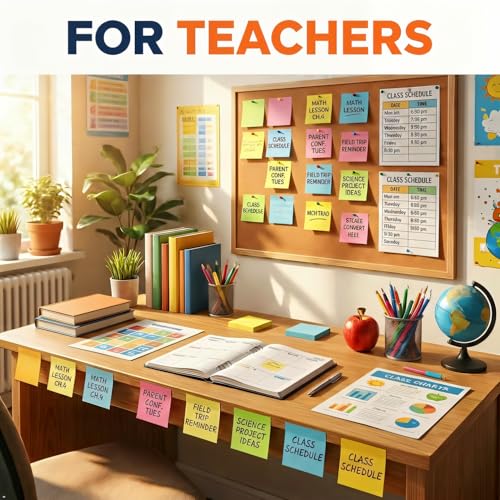 (16 Pack) Sticky Notes 3x3, Self-Stick Pads Bright Colors Sticky Note, Recyclable, Easy to Stick for Home, Office, Notebook
