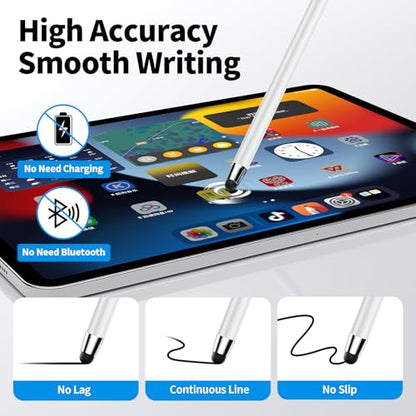 Stylus(5 PCS),Stylus Pen for Touchscreen,High Sensitivity Rubber Tip,White | Universal Stylus,2-in-1 Tip,Touch Screens of iPhone/iPad/Android Tablets and Any capacitive touchscreen - color: 5PCS White