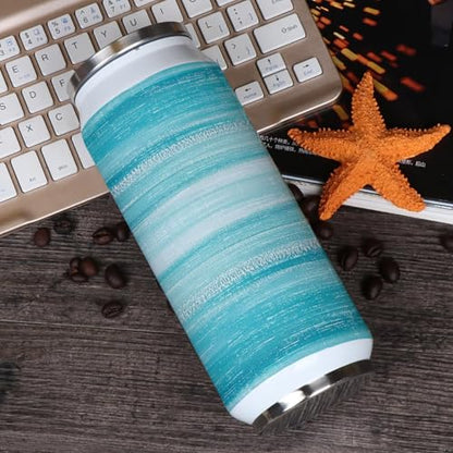 T&H XHome Modern Ombre 14oz Stainless Steel Tumbler with Lid & Straw-Double Wall Vacuum Insulated Travel Mug Retro Teal Gradient Abstract Art Water Bottle Coffee Beverage Drinks Cup - size: 14 Ounces