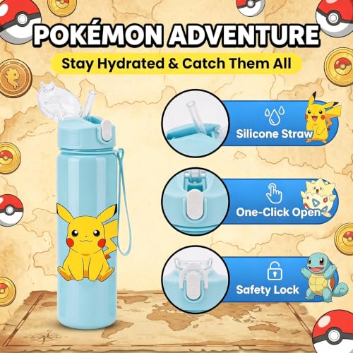 Cartoon Huntrix Water Bottle for Girls, 25oz Leak Proof with Straw Lid, Gifts for Girls (Pokee) - color: Pokee