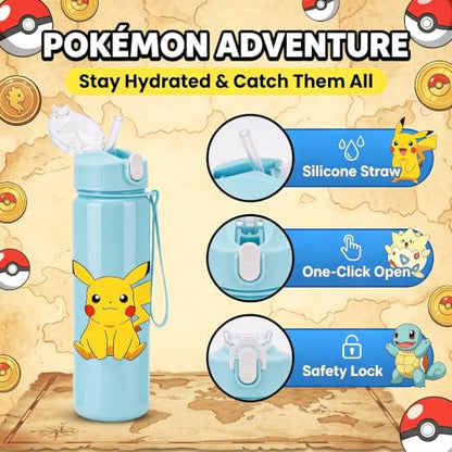 Cartoon Huntrix Water Bottle for Girls, 25oz Leak Proof with Straw Lid, Gifts for Girls (Pokee) - color: Pokee