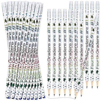 Tenceur 24 Pcs 4th Graders Pencils Bulk Motivational Pencils with Erasers Inspirational Pencil with Back to School Supplies for Kids Student Teacher Classroom Reward - style: 4th Graders