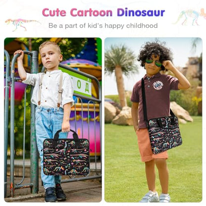 MoKo 10-12.5 Inch Kids Tablet Sleeve Carrying Case for Fire HD 10 13th/11th Gen, Fire HD 8/7 Kids 2022, Tablet Bag with Shoulder Strap for 10/10.1 Inch Android 12/13, Black Dinosaur - color: Black Dinosaur, style: 12.5 Inch