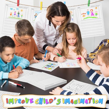 200 Sheets Handwriting Paper for Kid 8.5"x11" Primary Writing Paper Bulk with Picture Space and Lines DIY Craft Writing Kit for Kids Journal Activity Kindergarten Write Story Back to School Supplies
