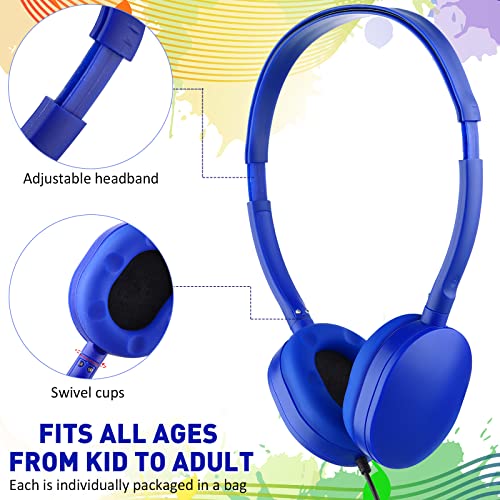 Konohan 18 Pack Class Set Headphones for Students Bulk Headphones for Classroom School Adjustable 3.5mm Wired Earphones Classroom Must Haves Teacher Supplies(Blue) - color: Blue