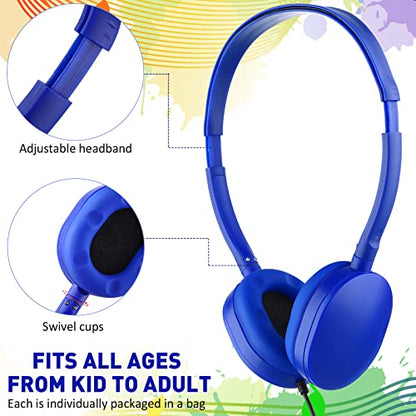 Konohan 18 Pack Class Set Headphones for Students Bulk Headphones for Classroom School Adjustable 3.5mm Wired Earphones Classroom Must Haves Teacher Supplies(Blue) - color: Blue