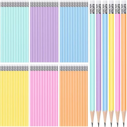 TecUnite 120 Pcs #2 HB Pencils with Eraser No 2 Unsharpened Wooden Hexagonal Pencils for Adults Gifts for School Exam art Learning Office Sketching(Pastel) - color: Pastel
