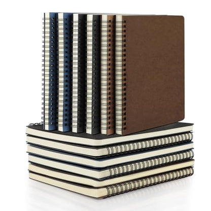 EUSOAR Spiral Bound Notebook, 12 Packs A5 5.5"x8.3" 120 Pages Hardcover Lined Travel Writing College Ruled Notebooks, Students Office Subject Diary Note Book Journal-Black, Royal Blue,Coffee - color: Black, Royal Blue, Coffee, size: 12 Packs