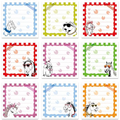 Funny Sticky Notes Gifts - 9 Pack Fun Horse Notepads 3x3 Inches, Funny Horse Self-Adhesive Memo Pads, Office Study Supplies Work Gag Gift for Coworkers Friends (450 Sheets) - style: Funny Horse