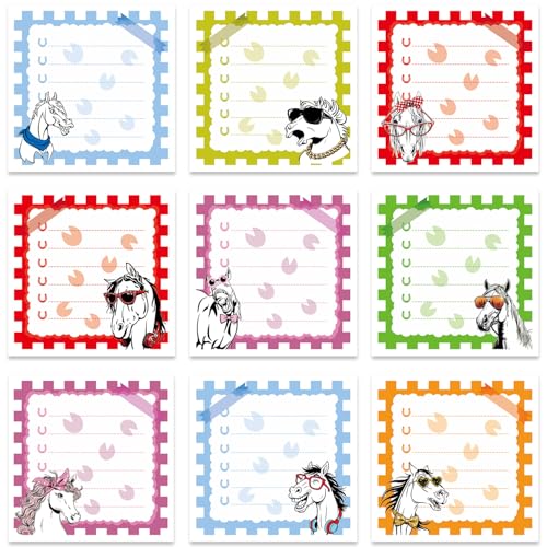 Funny Sticky Notes Gifts - 9 Pack Fun Horse Notepads 3x3 Inches, Funny Horse Self-Adhesive Memo Pads, Office Study Supplies Work Gag Gift for Coworkers Friends (450 Sheets) - style: Funny Horse