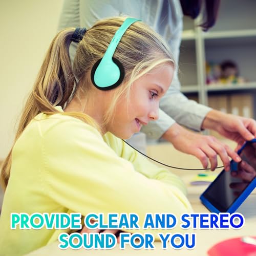 Frienda 48 Pack Classroom Headphones Bulk, Wired School Headsets for Students, Stereo Headphones with 3.5 mm Plug for Classroom, Online Learning, Library(Classic,Navy, Black, Red, Cyan) - color: Navy, Black, Red, Cyan, style: Classic