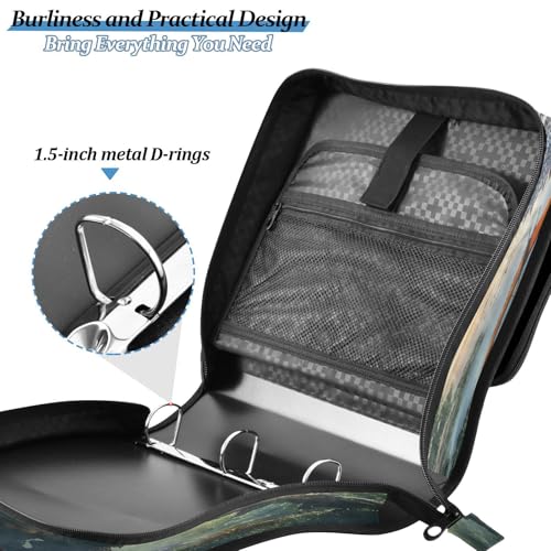 3 Ring Zipper Binder Dinosaur Binders Bag with Shoulder Strap 500 Sheets Paper Organizer Trapper Keeper Documents Storage File Folder for School Office - color: A1184