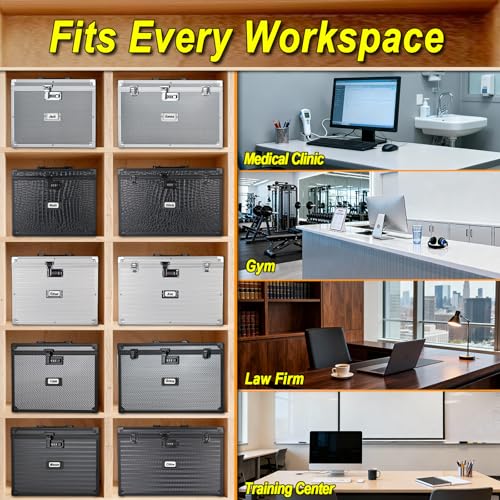 File Storage Cabinet File Organizer Document Organizer File Box in Office and Home with Combination Lock with 20 Legal Size Hanging Files (Stripe Black)