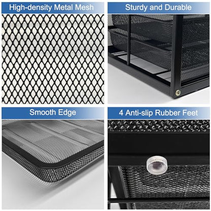 Natwind Mesh File Organizer with 10 Tier Sliding Drawers,Black | Office Supplies Desktop Organizers and Accessories, Paper Letter Tray, File Binder Organizer for Home Office School - size: 10 drawers