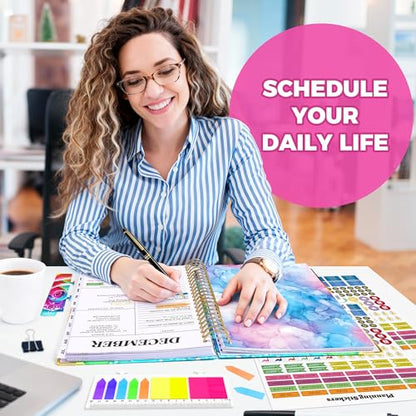 Academic Planner 2026-2027, 18 Months Weekly & Monthly Calendar Planner | July 2026 - Dec 2027, 9" x 11.6" A4 Size, Hardcover Daily Agenda with Tabs, Inner Pocket, Bookmark, Stickers, Sticky Note Set - color: Rainbow Rose, size: A4