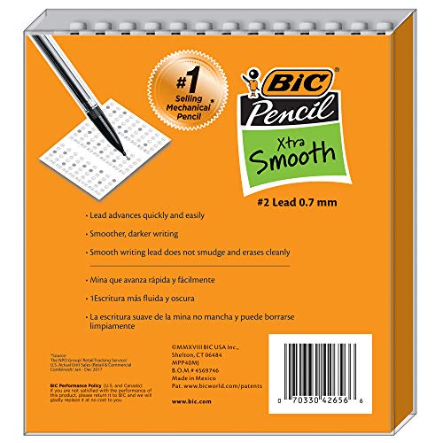 BIC Xtra-Smooth Mechanical Pencil, Medium Point (0.7 mm), 40-Count (Pack of 2) - color: black, size: 40 Count (Pack of 2)
