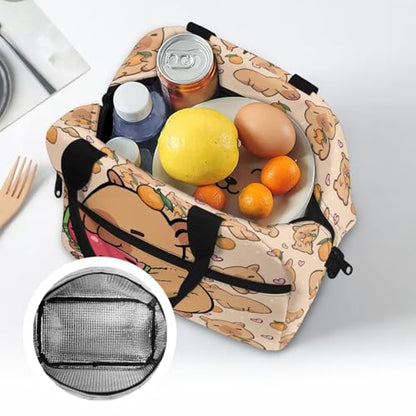 Capybara Kindergarten Lunch Box for Boys 4-6 Watermelon Preschool Lunch Box for Girls 6-8 Kindergarten Meal Bag Toddler Students Elementary School Adjustable Shoulder Strap Lightweight - color: Watermelon Capybara