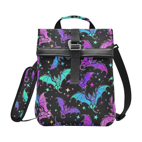 MNSRUU Insulated Lunch Bags Women Men Aldults, Halloween Luminous Bats Portable Reusable Thermal Meal Tote Cooler Bag Organizer, Adjustable Shoulder Strap, Handle - color: Halloween Theme 092