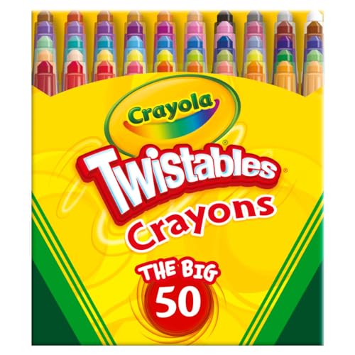 Crayola Mini Twistables Crayons for Kids (50ct), Cute Back to School Supplies for Kids, Crayons for Coloring Books, Gift for Toddlers Girls & Boys, Arts & Crafts, 3+ - size: 50 Count (Pack of 1), style: Original