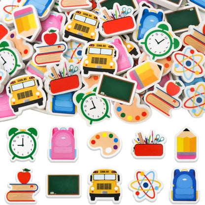 Ceiba Tree 60PCS Back to School Erasers Bulk for Kids Mini School Bus Schoolbag Alarm Pencil Blackboard Eraser for Student Classroom Prizes Stationery Homework Rewards Supplies Party Favors