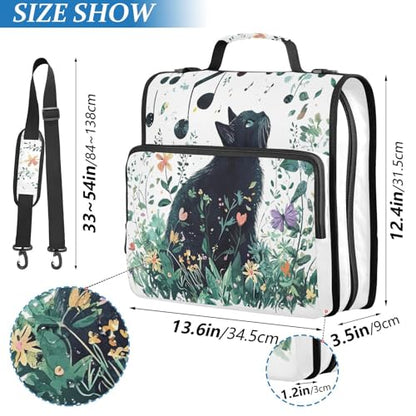 Personalized Cute Cat 3 D-Ring Binder Bag Multi-Pocket Zipper Organizer with Handle and Detachable Shoulder Strap Holds 500 Sheets for School Office Supplies - color: Dhb-003