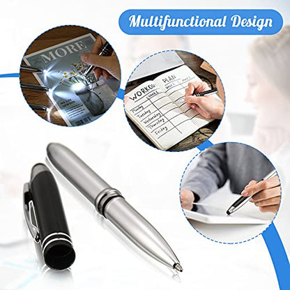 Zonon 15 Pieces 3 in 1 Multi-Function Touch Pen with LED Flashlight and Stylus Tip Multi-Function Ballpoint Pen, 1.0 mm Black Ink Ballpoint for Touch Screens Back to School Gifts(Black) - color: Black