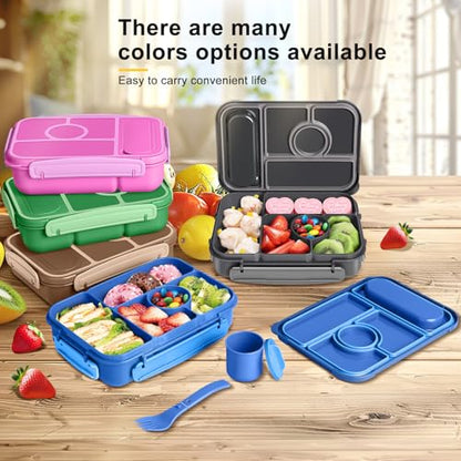 Amathley Bento Box Adult Lunch Box Kids,Lunch Containers for Adults/Kids/Toddler,5 Compartments Bento Lunch Box with Sauce Vontainers,Microwave & Dishwasher & Freezer Safe,BPA-Free (Navy) - color: Navy