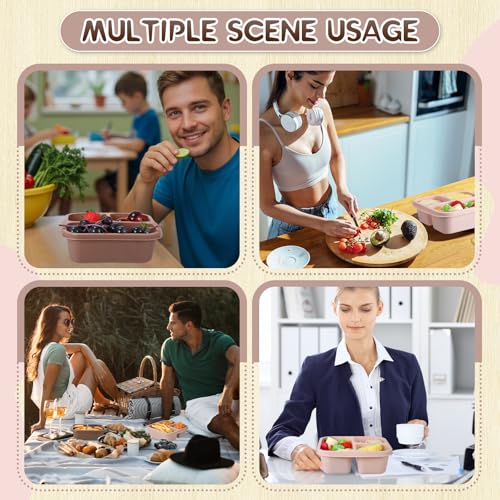 Honeydak 5 Pack Snack Containers 3 Compartment Bento Snack Boxes Divided Meal Prep Containers with Lids Reusable Adults Lunch Food Storage Box for School Work Travel(Cream Brown) - color: Cream Brown
