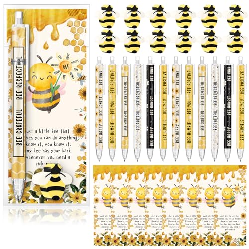 AmazingSpark 60 Sets Back to School Pencils Inspirational Bee Pencil Gifts Bulk 6 Styles 0.7 mm Mechanical Pencils with Erasers Positive Cards for for School Student Teacher Nurse Staff - style: Bee