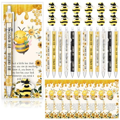 AmazingSpark 60 Sets Back to School Pencils Inspirational Bee Pencil Gifts Bulk 6 Styles 0.7 mm Mechanical Pencils with Erasers Positive Cards for for School Student Teacher Nurse Staff - style: Bee