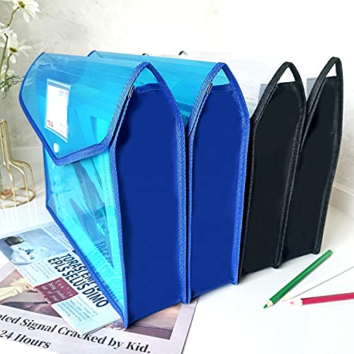 YoeeJob Plastic File Folders Legal Size 2 Pcs, Expandable Document Folder with Snap Button Closure, A4 Expanding File Wallet Envelopes Pouch with Label Pocket, Blue - color: Blue, size: 2 Pack