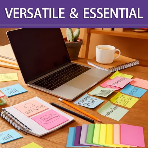 (18 Pads) Sticky Notes 3x3 inch, Self-Stick Note Pads, 18 Colorful Sticky Notes for School Supplies or Office Supplies