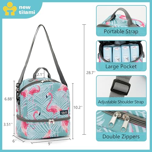 NEW TILAMI Kids Lunch Bag Double Insulated for tilami Rolling Backpack Girls Boys forTravel School Picnic, Tropical Flamingo Teal - color: Tropical Flamingo Teal