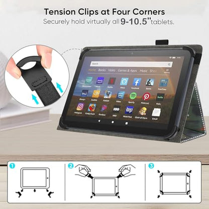 Universal 10 10.1 Inch Android Tablet Case,Slim Folding Stand Cover for All 9"-10.5" Touchscreen Tablet Case with Stylus Pen Holder,Flower Birds - color: Flower Birds