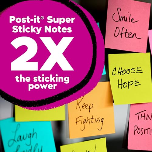 Post-it Super Sticky Notes,4x6 in,5 Pads,2X The Sticking Power,Canary Yellow,Recyclable,(Pack of 8) - size: 4 x 6 in, 5 Pads (Pack of 8)