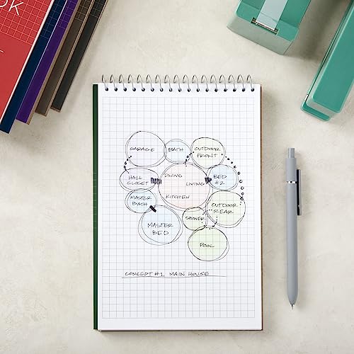Juvale 6 Pack Quad Ruled 6x9 Inch Top Bound Spiral Graph Paper Notebook - 80 Sheets / 160 Writable Page Steno Notepads for Writing, Sketching, Drawing, School Supplies (6 Colors)