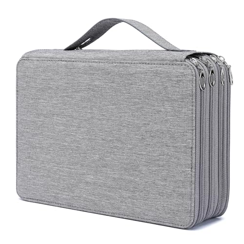YOUNGCOL 200 Slots Colored Pencil Case - Deluxe Oxford Fabric Pencil Organizer Holder With Zipper Closure Large Pencil Box for Colored Pencils Watercolor Pencils(Gray, 200 Slots) - color: Gray, size: 200 Slots