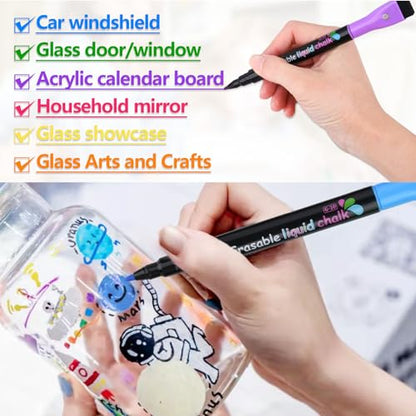 Magnetic Wet Erase Markers, Liquid Chalk Markers Ultra Fine Tip for Acrylic Calendar, Whiteboard Marker with Erasers Cap for Planning Board, Clear Glass, Low Odor Fine Tip Wet Wipe Pens, 8 Pack - style: Fine Tip-8 pack
