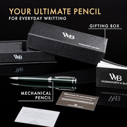 Wordsworth and Black Mechanical Pencil Graphite Lead- Stunning Luxury Metal Pencil, Green Chrome Finish, 0.7mm Led, Best Gift Set for Men & Women, Professional Executive Office Pencils - color: Green Chrome