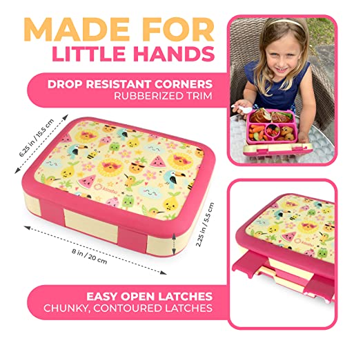 Bento Lunch Box with Insulated Bag, Water Bottle Ice Pack Set for Kids Toddlers, 5 Portion Sections, BPA Free Removable Tray, Pre-School Kid Toddler Daycare Lunches, Snack Container, Summer Set - color: Summer Set