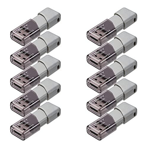 PNY 32GB Turbo Attaché 3 USB 3.0 Flash Drive, Silver (Pack of 10)