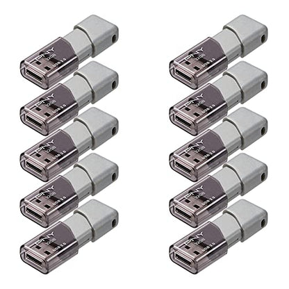 PNY 32GB Turbo Attaché 3 USB 3.0 Flash Drive, Silver (Pack of 10)