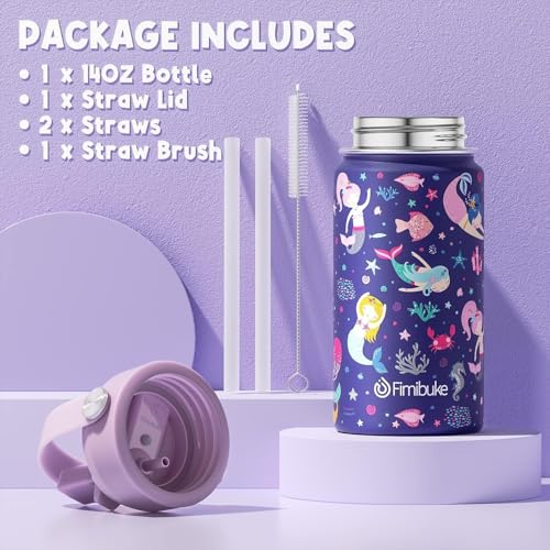 Fimibuke Kids Bento Lunch Box with 4 Compartments, Insulated lunch Bag, Stainless Steel Insulated Water Bottle, Ice Pack & Utensils Set, Birthday Gifts for Ages 3-12 Back to School Toddler Girls Boys - color: A9. Cotton Candy