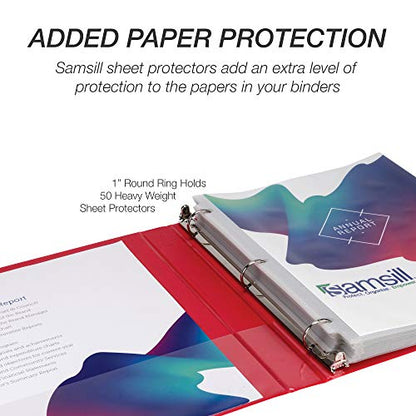 Samsill 4 Pack Durable 1 Inch 3 Ring Binders, Round Ring, Clear View Cover for Presentations, Red - color: Red, size: 1-Inch