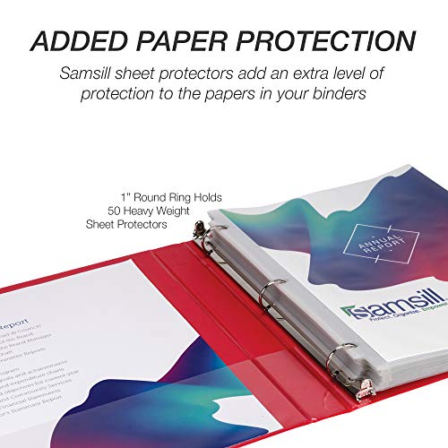 Samsill 4 Pack Durable 1 Inch 3 Ring Binders, Round Ring, Clear View Cover for Presentations, Red - color: Red, size: 1-Inch