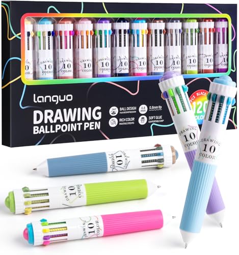 12 Pack Multicolor Pens, 10-in-1 Colored Ballpoint Pen, 116 Colors, 0.8mm Fine Point Smooth Writing, Retractable Ballpoint Pens for Office School Students Teens - color: 12PCS-116 Colored Multicolor Ballpoint Pen