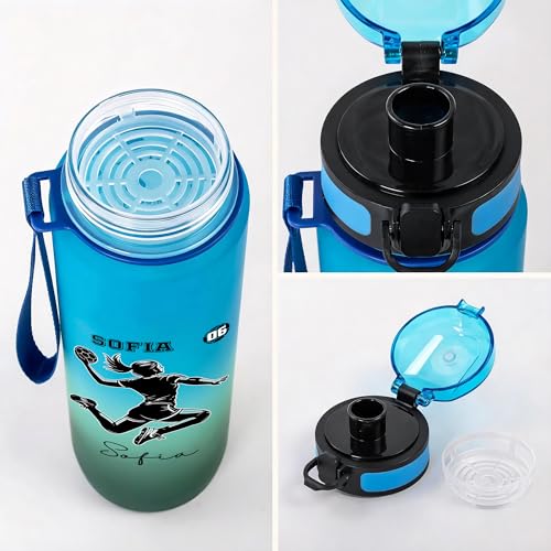 Personalized Water Bottles for Sports Lovers | Custom Name Silhouette Gradient Plastic Gym Bottle | Birthday Sports Gifts for Athletes