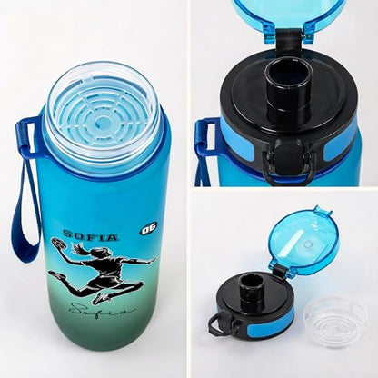 Personalized Water Bottles for Sports Lovers | Custom Name Silhouette Gradient Plastic Gym Bottle | Birthday Sports Gifts for Athletes
