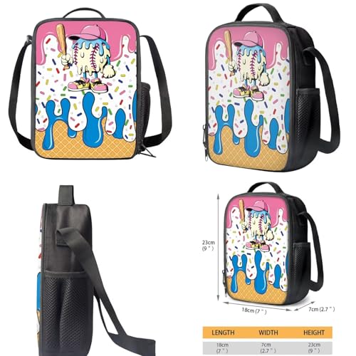 Cartoon Baseball Kids Backpack Set 3Pcs with Lunch Box Pencil Case Kids Backpack for Boys Portable Lunch Bag for Elementary Primary Middle School Bookbag - color: Cartoon Baseball