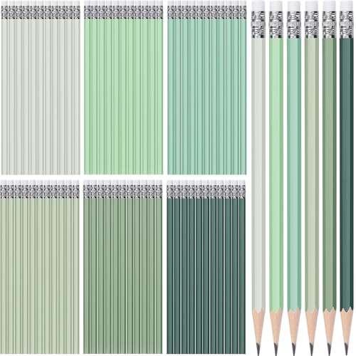 TecUnite 120 Pcs #2 HB Pencils with Eraser No 2 Unsharpened Wooden Hexagonal Pencils for Adults Gifts for School Exam art Learning Office Sketching(Green Series) - color: Green Series